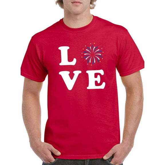 Love W Fireworks T-Shirt Men -Smartprints Designs, Male 5X-Large
