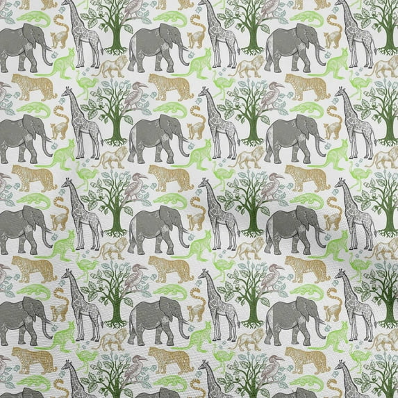 oneOone Cotton Cambric Light Green Fabric Animal Quilting Supplies Print Sewing Fabric By The Yard 56 Inch Wide-0W