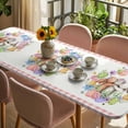 thumbnail image 3 of Easter Bunny Table Cloths for 8 Foot Rectangle Tables, Colorful Eggs Cute Rabbits Flowers Pink Plaid Patio Waterproof Elastic Fitted Tablecloths, Washable Rectangular Table Cover for Camping, 3 of 8