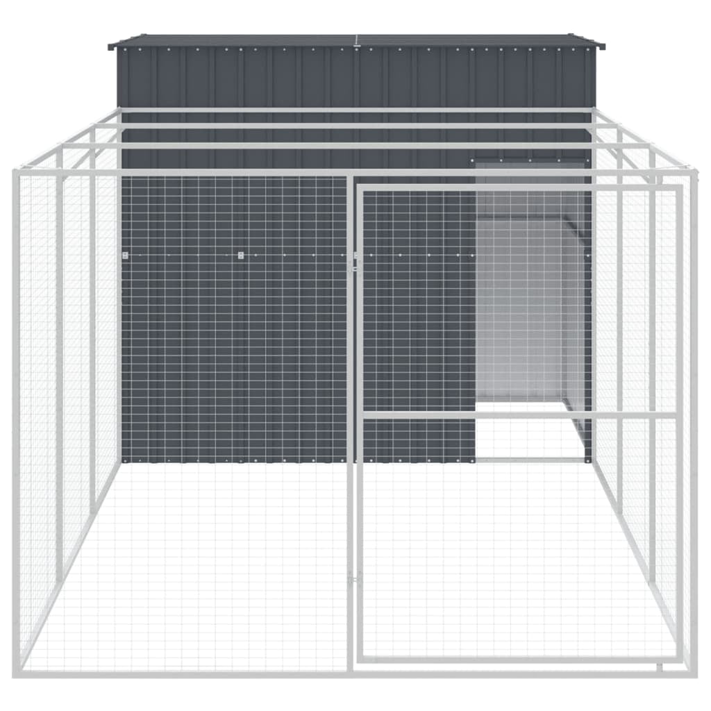 vidaXL Dog House Outdoor Dog Kennel Animal Cage with Roof Galvanized Steel