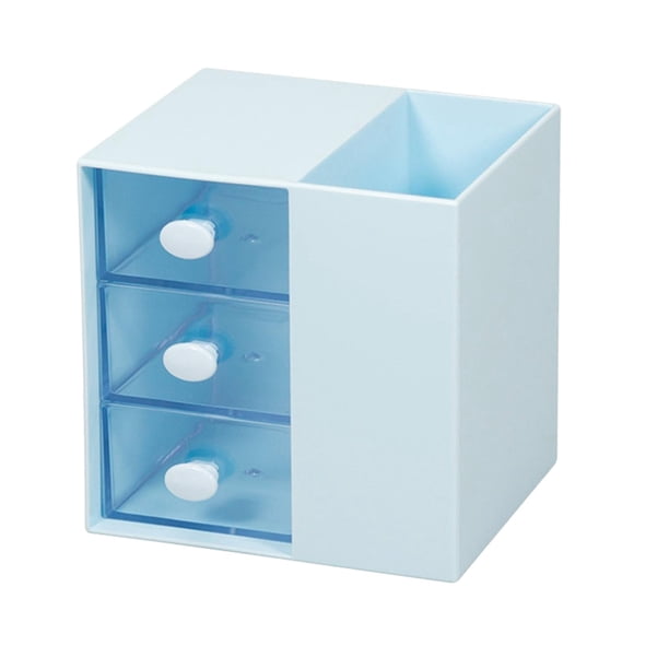 Portalápices de Organizador de escritorio de oficina con 3 cajones transparentes Accesorio Ahorro de espacio, suministros de escritorio Azul Macarena Titular de almacenamiento de pluma
