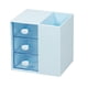 thumbnail image 1 of Portalápices de Organizador de escritorio de oficina con 3 cajones transparentes Accesorio Ahorro de espacio, suministros de escritorio Azul Macarena Titular de almacenamiento de pluma, 1 of 8