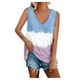 thumbnail image 1 of CNKOO Womens Tie-Dye Tank Loose Fit V Neck Sleeveless Color Block Shirts with Pocket, 1 of 6