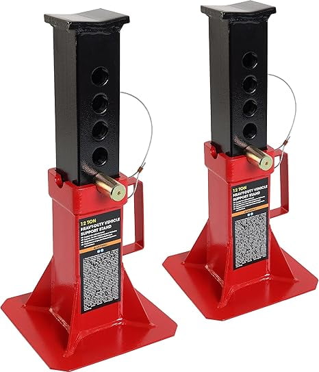 BIG RED AT42002R-2 Torin Steel Jack Stands (1 Pair) - 2 Ton (4,000 Lb) Capacity, Red, 10.8\" To 16.5\" Height