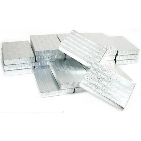 Omega Silver Jewelry Box - 25 Silver Cotton Boxes Omega Necklace Jewelry Gift Displays 7 1/8