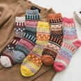 thumbnail image 4 of 5 Pairs Womens Vintage Winter Wool Thick Socks Warm Knit Soft Cozy Causal Crew Sock, 4 of 7