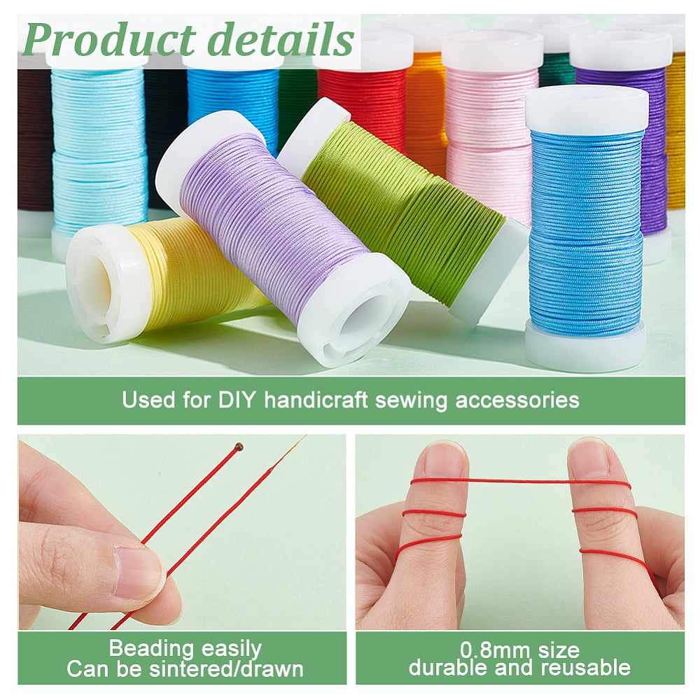 PH 328 Yards Nylon Thread 0.8mm Beading String Cord Chinese Knotting Cord Kumihimo Macrame Cord for Friendship Bracelet Christmas Jewelry Making 15