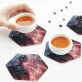 thumbnail image 7 of Pofeuu Electric Skeleton Surrealism Print Leather Coasters Set of 6, Round Cups Mugs Mat Pad for Home Kitchen Heat Resistant Drink Coasters,Hexagon, 7 of 7