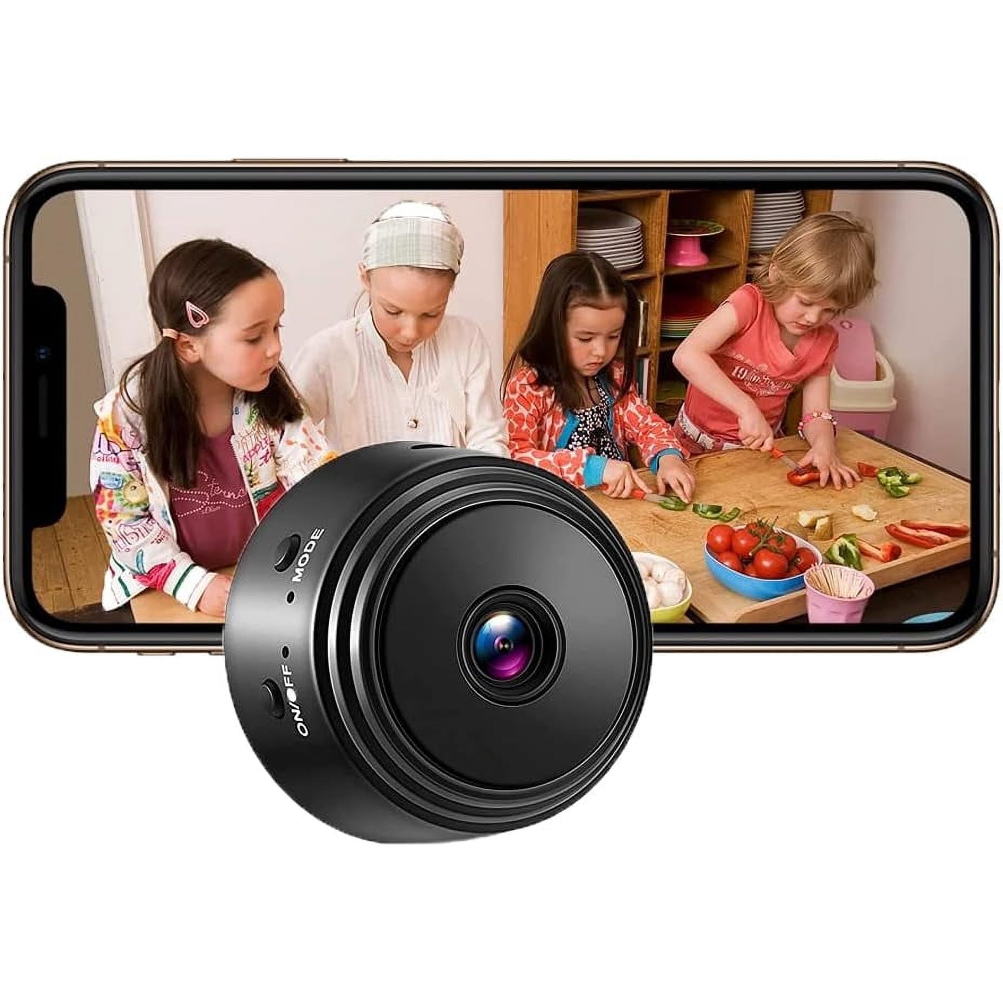 Vensio -1080P WiFi Mini Nanny Camera with Night Vision and PIR Motion Detection, Wireless Indoor Home Security Camera for Pet Baby Dog Monitoring, Portable Tiny Cam