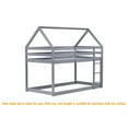thumbnail image 4 of Bellemave Twin over Twin Rubber Wood Floor Bunk Bed House-shaped Bunk Bed Loft Bed with Roof Low Bunk Bed with Ladder and Guardrails for Teens (Gray, Twin over Twin), 4 of 11