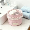 thumbnail image 6 of Fabric Storage Baskets With Lace Trim Cylindrical Desktop Organizer for Snacks,Small Items & Clutter Perfect for Home Office & Bedroom Decor, 6 of 7