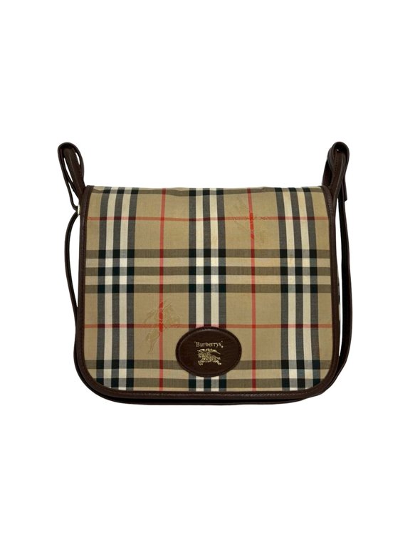 Pre-Owned Burberrys Nova Check Shadow Horse Pattern Canvas Leather Shoulder Bag, Beige/Brown,...