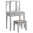 thumbnail image 2 of Angel Line Ella Vanity Table and Stool Set w/ Tri-Folding Mirror, Gray w/ Gray Cushion, 2 of 2