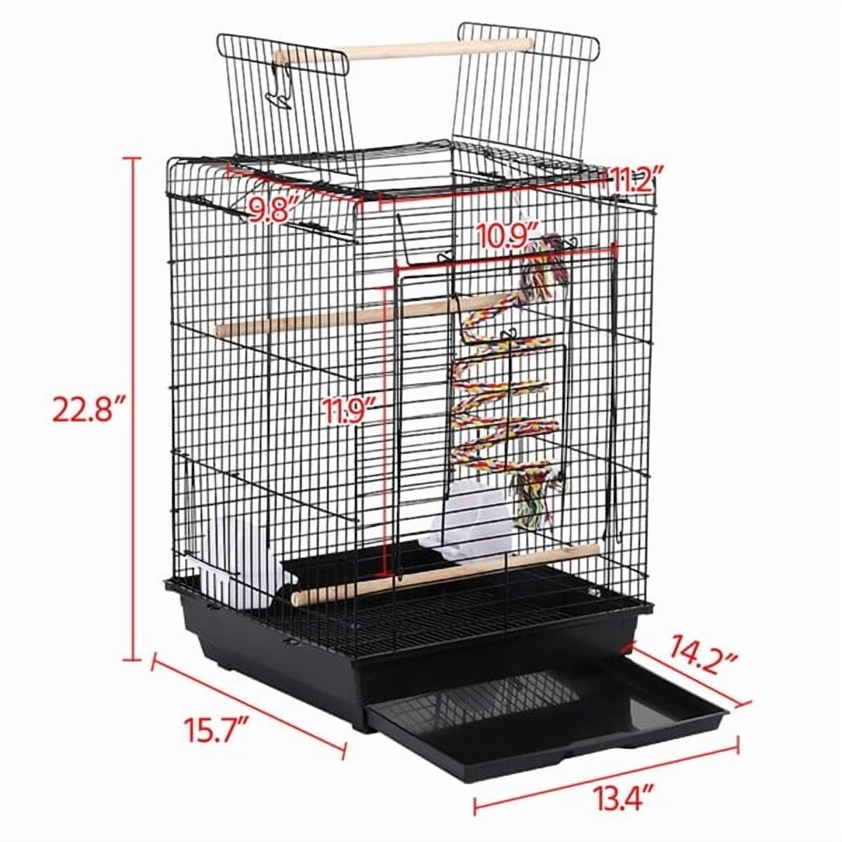 ZYPPP 23" Play Open Top Travel Bird Cage Carrier for Canary Cockatiel Small Parrots