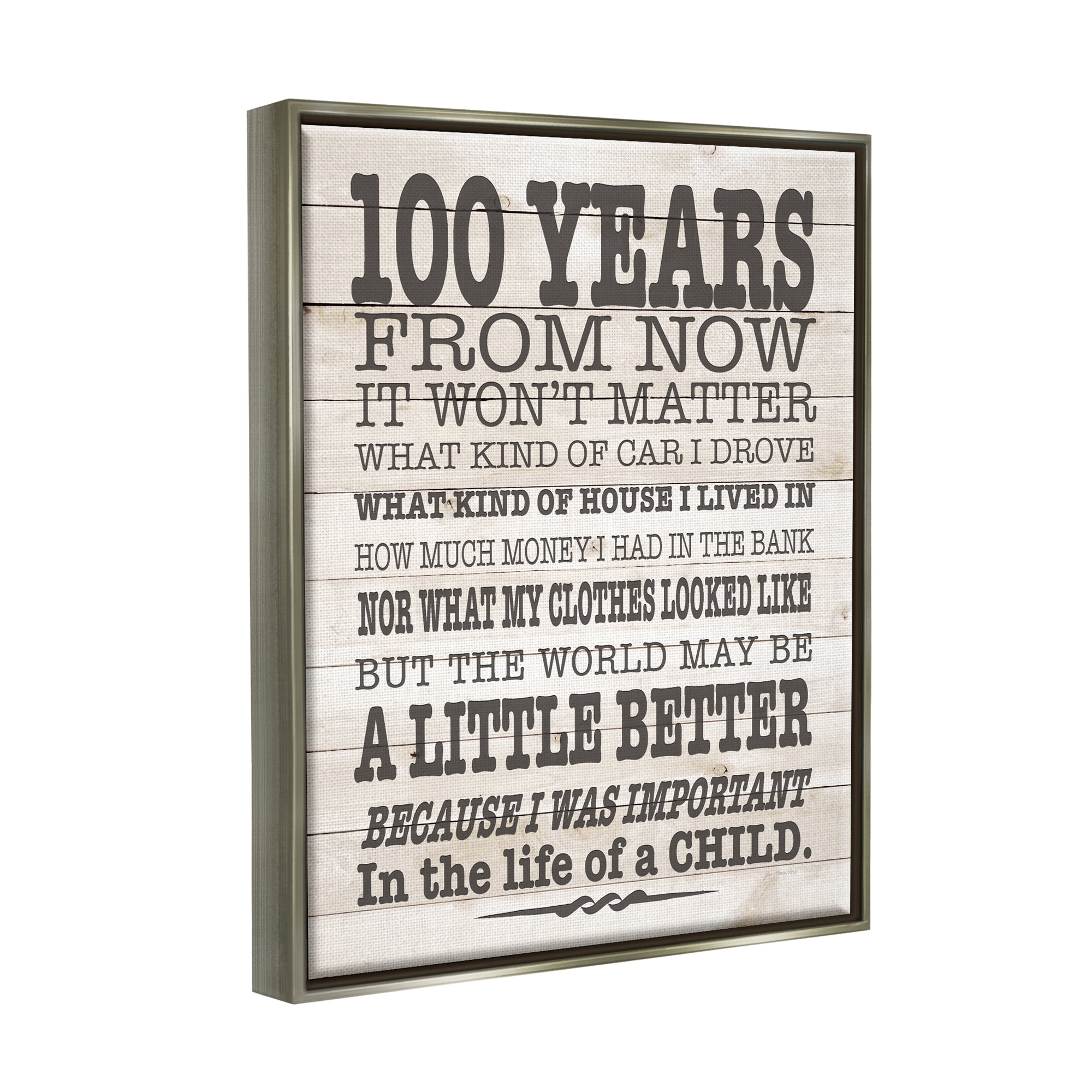 Stupell 100 Years From Now Inspiring Teacher Inspirational Painting Gray Floater Framed Art Print Wall Art