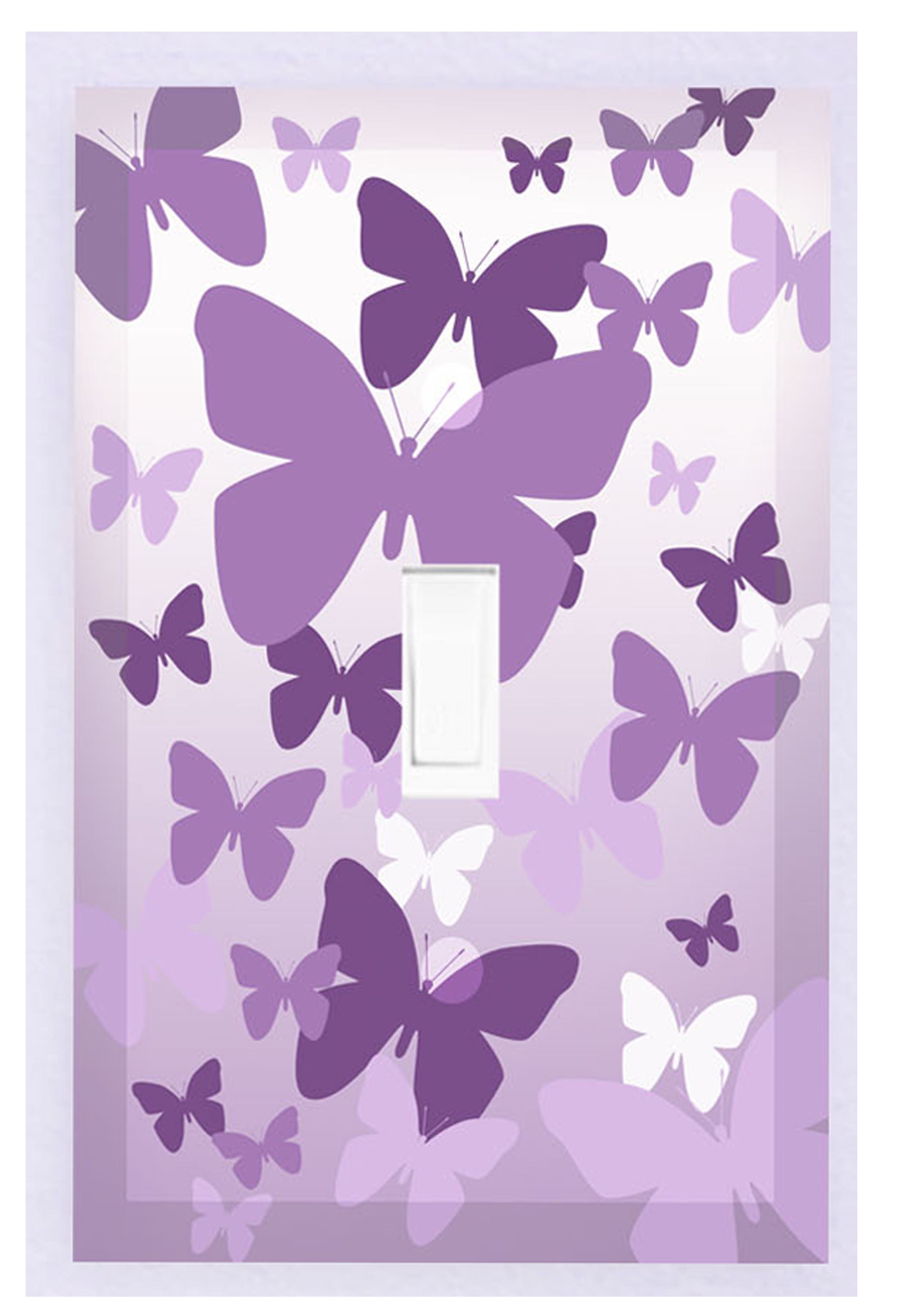 Create-A-Mural Pretty Purple Butterfly Single Toggle Midsize Light Switch Cover Plate