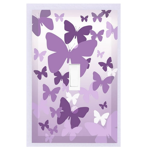 Create-A-Mural Pretty Purple Butterfly Single Toggle Midsize Light Switch Cover Plate