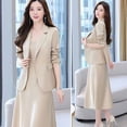 thumbnail image 3 of Joernso 2Pcs/Set Women Outfit Commute Trendy Comfortable Mid-length Light Luxury Streetwear Sling Spring Coat Dress Spring Clothing, 3 of 8