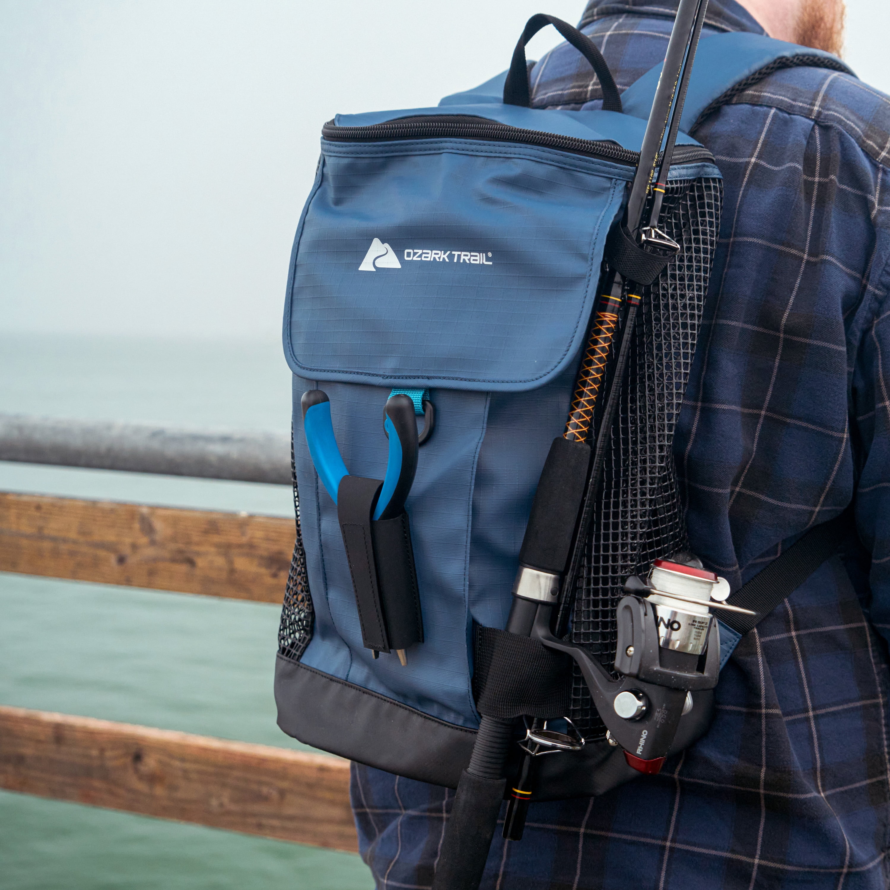 Ozark Trail Saltwater Fishing Tackle Backpack, Washed Indigo