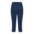 thumbnail image 5 of Sakmal Cropped Fashion Pants for Women Blue Workout Yoga Lace High Waisted Plus Size Trousers, 5 of 6