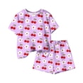 thumbnail image 3 of Eltusu Girls Outfit Sets, Short Sleeve Elastic Waistband 2PC Printed Summer Clothes Sets Purple Size 11-12 T, 3 of 5
