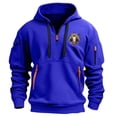 thumbnail image 2 of Jinhomg Men's Tactical Cargo Hoodie Big and Tall Comfy Quarter Zip Sweatshirts Casual Loose Multi-Pocket Athletic Hooded Pullover Today Blue S, 2 of 5