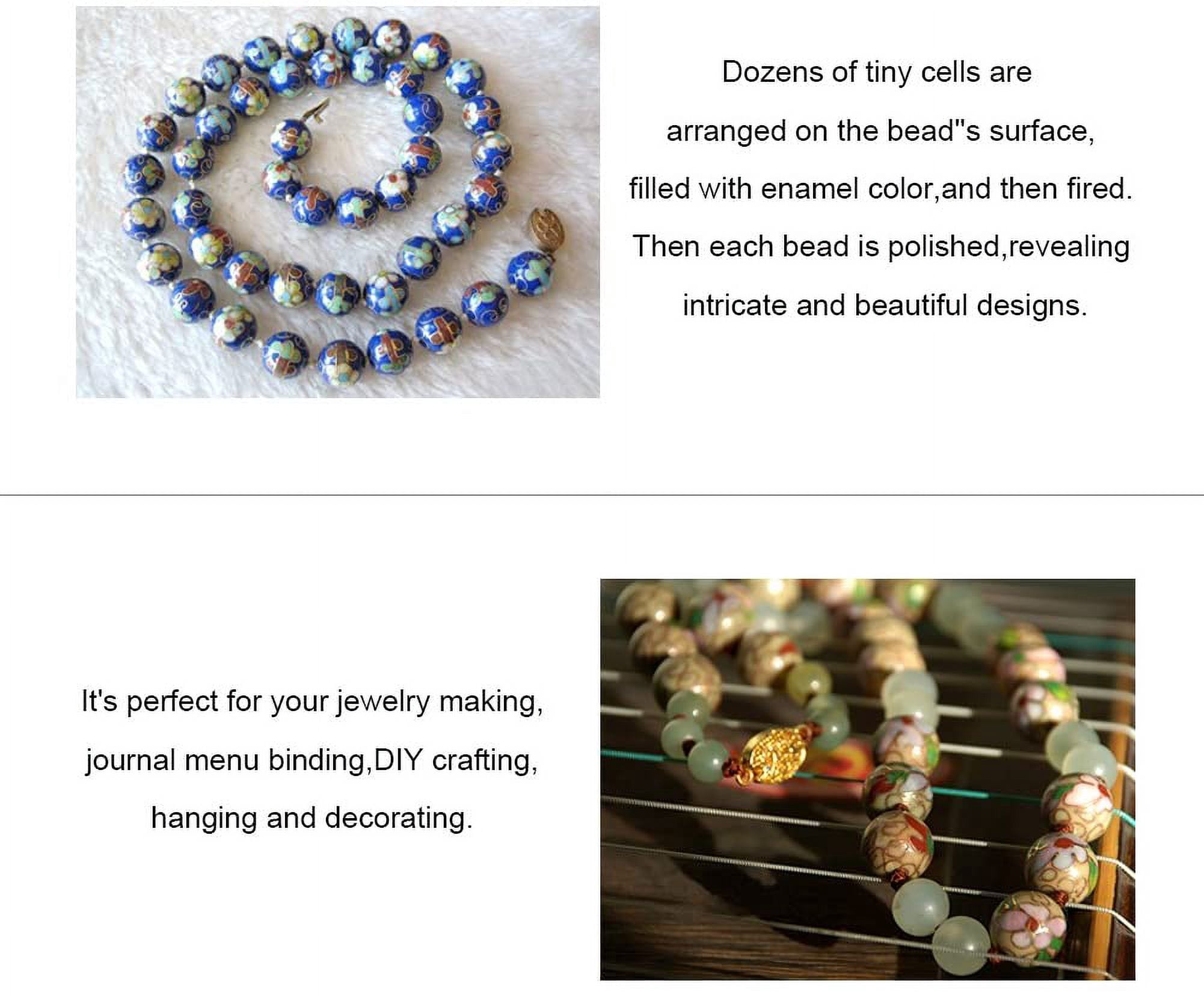DIY 120 Pieces 8mm Handmade Round Enamel Cloisonne Beads for DIY Jewelry Making Craft Loose Beads Mixed Color DIY