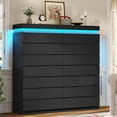 thumbnail image 3 of 7 Drawer dresser with LED lights,chest of 7 drawers,modern large capacity storage cabinet with deep drawers, Black dresser for bedroom, living room, 3 of 6