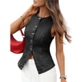 thumbnail image 2 of Chaleco Vaquero Elástico Sin Mangas para Mujer, con Botones y Cuello Redondo, Informal, Estilo Western para Verano Gris Negro XL, 2 of 9