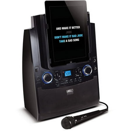 Singing Machine Bluetooth Mobile Karaoke System with Resting Tablet Cradle, Microphone, and Free Karaoke App