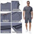 thumbnail image 5 of Satankud Men's Shirt and Shorts Set 2 Pieces Set Short Sleeve Summer Tracksuits Sets with Pockets Causal Jogging Sports Sweatsuit for Men 2 Piece Outfits Iron gray XL, 5 of 7