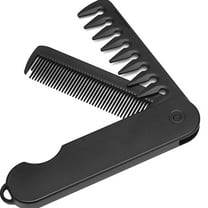 Supvox Lightweight Portable Black Folding Comb for Hair and Beard with Wide Tooth Design