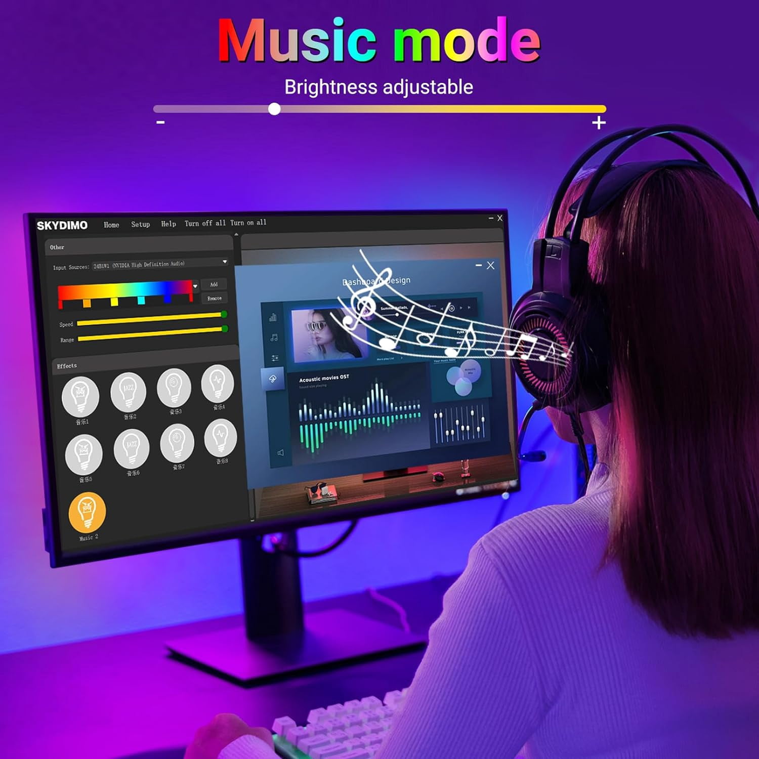 Skydimo 27Inch Sync RGB LED Strip, USB Computer Light for Gaming & Room Decor
