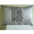 thumbnail image 4 of Silver Lumbar Pillow Cover, Textured Ribbon Lumbar Pillow Cover, 12x14 inch (30x35 cm) Lumbar Pillow Cover, Rectangle Silk Lumbar Pillow Cover, Striped Pillow - Vintage Silver Love, 4 of 4