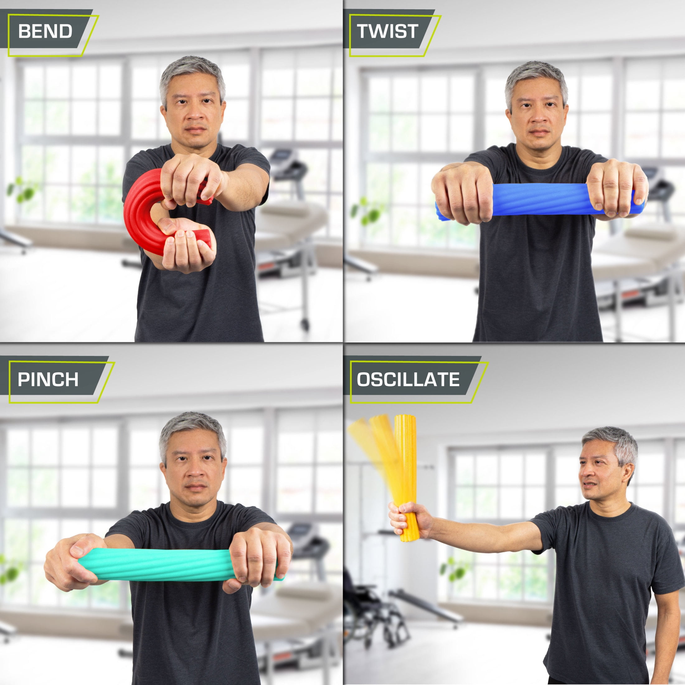 ProsourceFit Flex and Twist Bars Sets and Singles for Occupational Therapy of Joint Injury