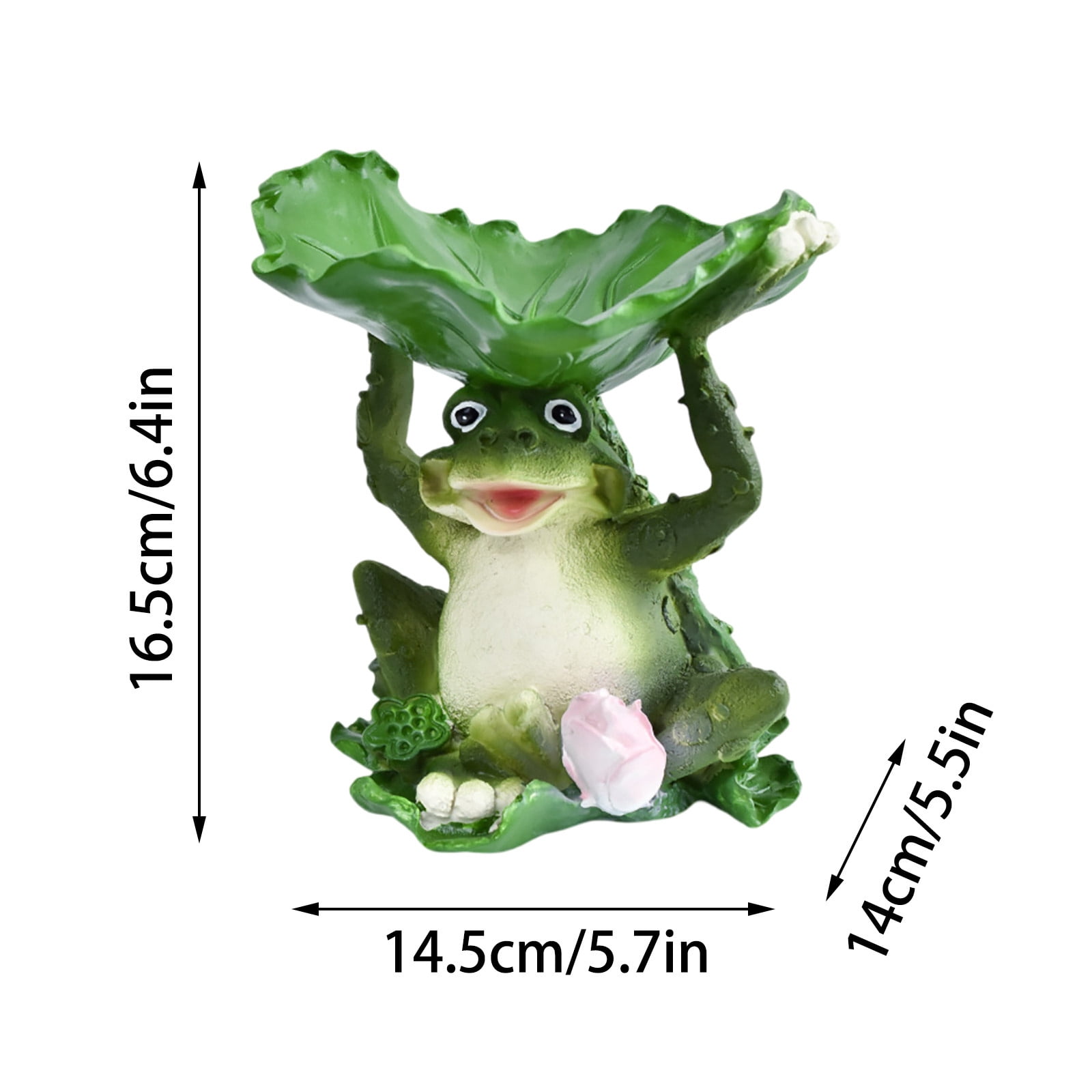 Bird Feeder Statue,6.4" Resin Decorative Sculpture with Lotus Leaf, Weatherproof Outdoor Garden Bird Feeder, Yard Lawn Ornament