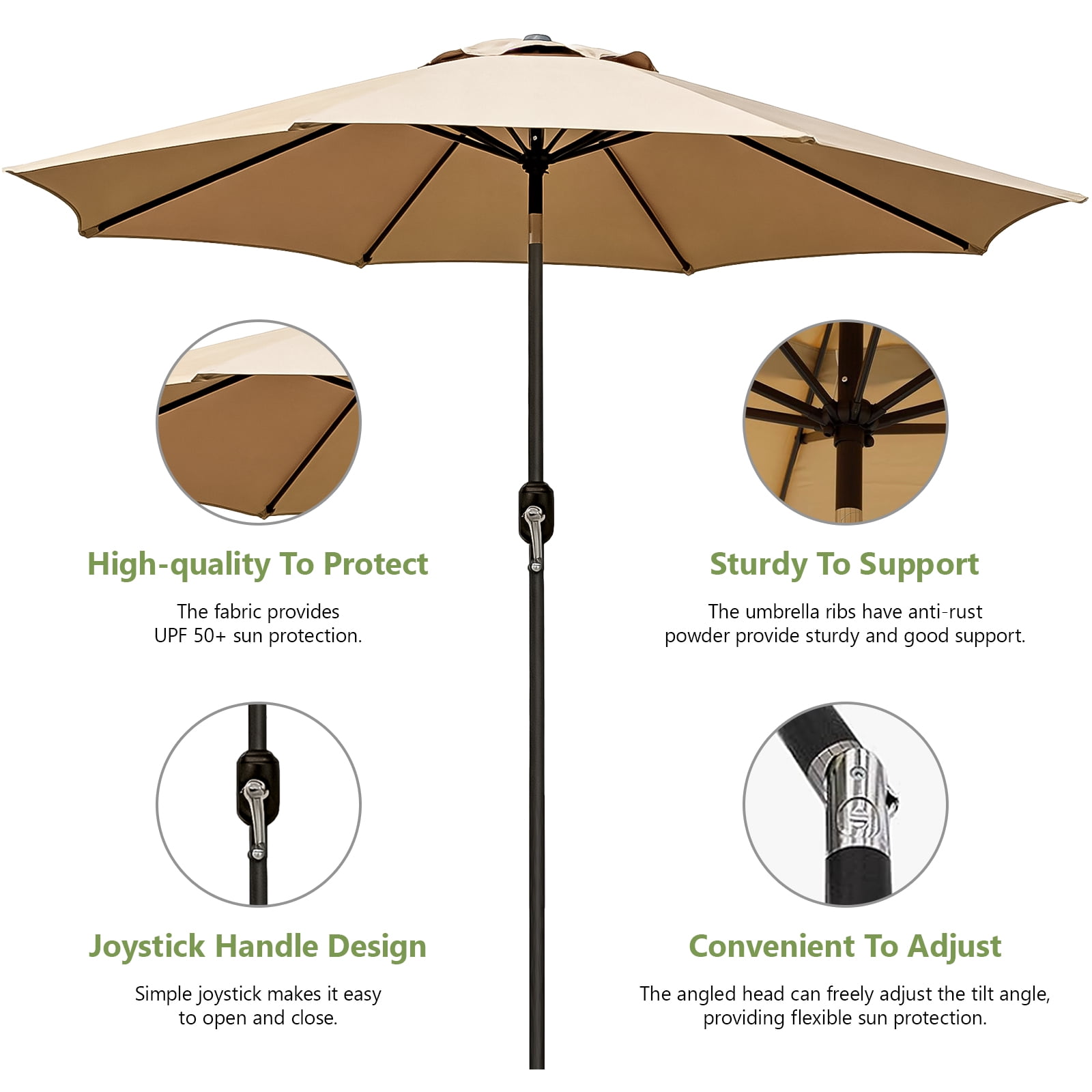 HAIMULI 9 FT Patio Umbrella for Outdoor, Outdoor Table Umbrella with Push Button Tilt and Crank, Outdoor Patio Umbrellas with 8 Sturdy Ribs for Market, Garden, Pool
