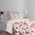 thumbnail image 3 of Ambesonne Valentines Quilted Bedspread Set 2 Pcs, Doodle Heart Designs, Twin Size, Black Red Pink, 3 of 5