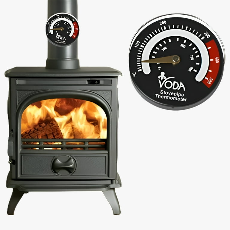 4-Blade Wood Stove Fan with Magnetic Thermometer, Heat Powered for