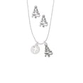 thumbnail image 2 of Delight Jewelry Silvertone Cross Silhouette Silver tone Zig Zag Christmas Tree Charm Necklace and Stud Earrings, 2 of 4