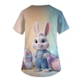 thumbnail image 5 of Womens Easter Scrub Tops V-Neck Short Sleeve Stretch Bunny/Egg Printed Nurse Working Uniforms, 5 of 5
