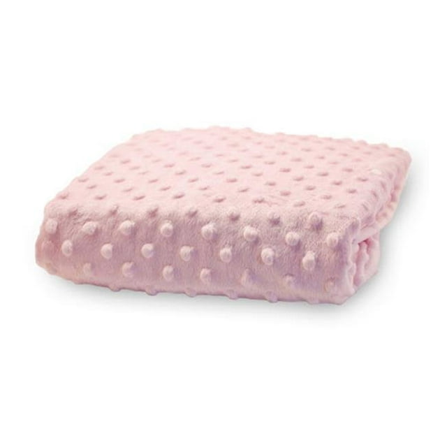 Housse Standard pour Matelas à Langer en Minky à Pois - Rose