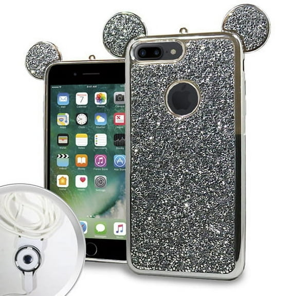GSA Onyx Teddy Diamond Rock Case For iPhone 8 Plus, 7 Plus, 6S Plus (5.5") Silver