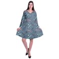 thumbnail image 2 of Moomaya Robe Courte Évasée Imprimée de Designer, Manches Longues, Tunique en Velours, Robes pour Femmes, 2 of 6