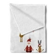 thumbnail image 2 of Christmas Soft Flannel Fleece Throw Blanket, Reindeers Santa Claus Penguins and Xmas Tree Stripes Design, Cozy Plush for Indoor and Outdoor Use, 70" x 90", Multicolor, by Ambesonne, 2 of 5