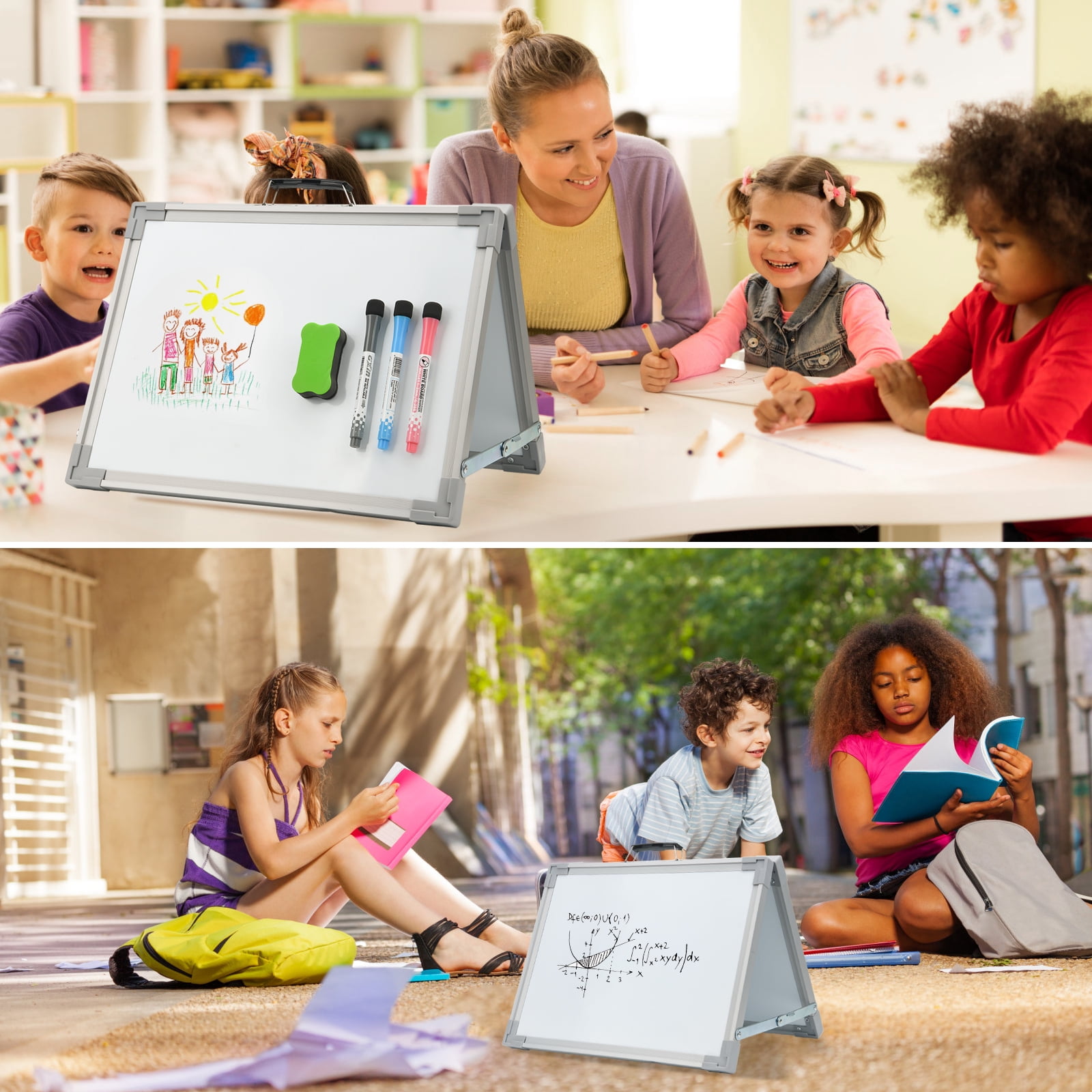 Hiziwimi Magnetic Double-Sided Whiteboard 40x30cm Foldable Desktop