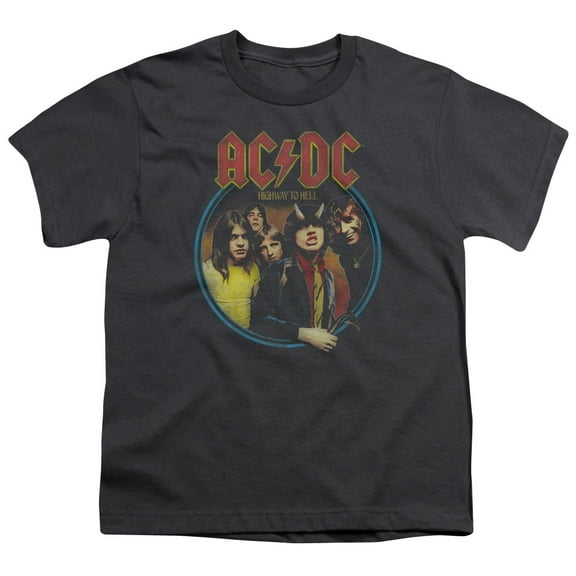 Trevco ACDC101-YT-1 ACDC Highway to Hell-S by S Youth Short Sleeve Shirt, Charcoal - Small