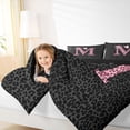 thumbnail image 4 of jejeloiu Pink Floral Blossom Full Size Comforter Sets,First Letter M Bedding Sets For Leopard Print Lover Reversible 3 Pieces, 4 of 8