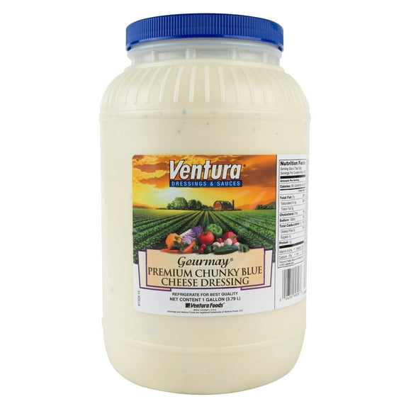 Ventura Gourmay 1 Gallon Premium Chunky Blue Cheese Dressing - 4/Case