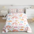 thumbnail image 2 of Homewish Watercolor Rainbow Clouds Full Size Comforter Sets,Colorful Stars Graffiti Bedding Comforter Set,Pink White Bedding Sets For Girl Kids,Breathable Home Decor Reversible,3pcs, 2 of 8